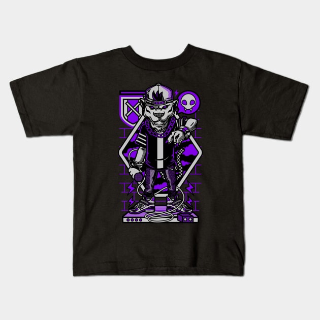 MC Wolf Rapper Purple Kids T-Shirt by BradleyHeal